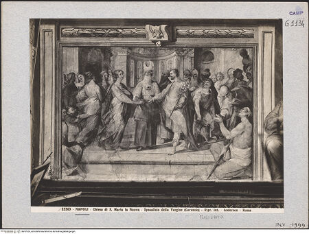 Vorderseite von Alinari [https://www.deutsche-digitale-bibliothek.de/content/lizenzen/rv-ez/] Die Hochzeit von Maria und Joseph - Gesamtansicht, bh022223_recto. Foto.