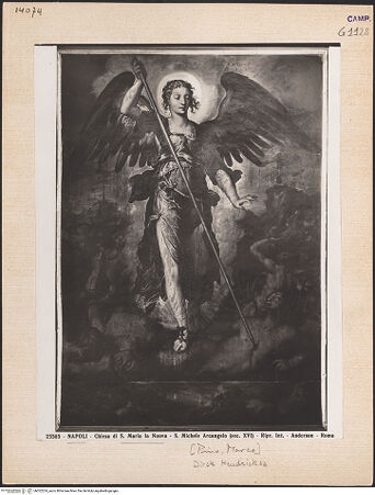 Vorderseite von Alinari [https://www.deutsche-digitale-bibliothek.de/content/lizenzen/rv-ez/] Der Erzengel Michael - Gesamtansicht, bh022224_recto. Foto.