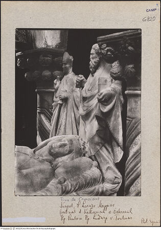 Vorderseite von Sopr. BAS NA [https://www.deutsche-digitale-bibliothek.de/content/lizenzen/rv-ez/] Grabmal der Katharina von Österreich - Ludwig von Toulouse und Paulus, bh022254_recto. Foto.