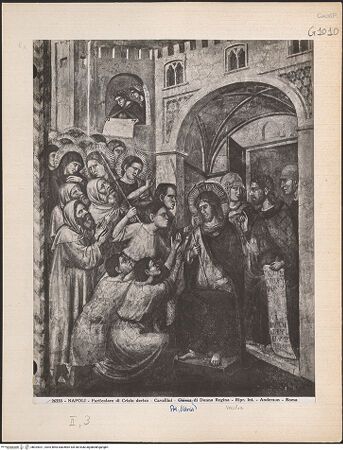 Vorderseite von Alinari [https://www.deutsche-digitale-bibliothek.de/content/lizenzen/rv-ez/] Passion Christi und Erscheinungen nach der AuferstehungChristus vor seinen Richtern. Die Verspottung Christi. Die Kreuztragung - Detail, die Verspottung Christi, bh024021_recto. Foto.