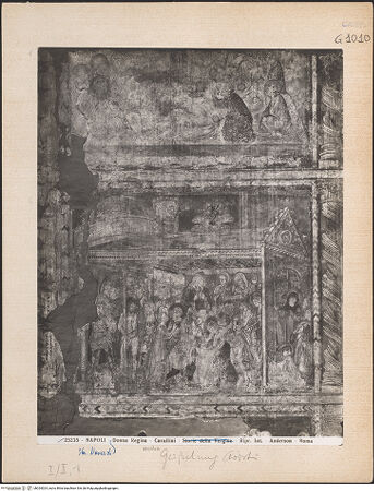 Vorderseite von Alinari [https://www.deutsche-digitale-bibliothek.de/content/lizenzen/rv-ez/] Passion Christi und Erscheinungen nach der AuferstehungDas Abendmahl - Das Abendmahl (oben), die Geißelung (unten), bh024024_recto. Foto.