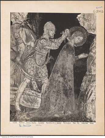 Vorderseite von Alinari [https://www.deutsche-digitale-bibliothek.de/content/lizenzen/rv-ez/] Szenen aus dem Leben der heiligen AgnesDas Martyrium der Heiligen - Detail, Agnes wird in die Kehle gestochen, bh024034_recto. Foto.