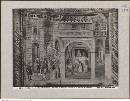 Vorderseite von Alinari [https://www.deutsche-digitale-bibliothek.de/content/lizenzen/rv-ez/] Szenen aus dem Leben MariäDie Geburt Marias - Gesamtansicht, bh024073_recto. Foto.