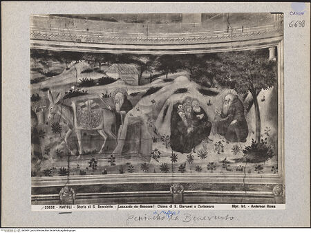 Vorderseite von Alinari [https://www.deutsche-digitale-bibliothek.de/content/lizenzen/rv-ez/] Szenen aus dem Leben der heiligen AnachoretenLeben in der Wüste und Kirchenbau - Teilansicht (rechte Seite), bh024077_recto. Foto.