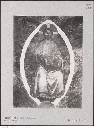 Vorderseite von Istituto Luce [https://www.deutsche-digitale-bibliothek.de/content/lizenzen/rv-ez/] Die Wurzel JesseOberes Teil - Detail: Christus, bh024536_recto. Foto.