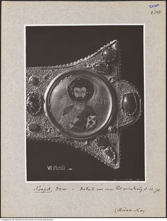 Vorderseite von Crimella, S. A. (Mailand) [https://www.deutsche-digitale-bibliothek.de/content/lizenzen/rv-ez/] Staurothek - Detail der Vorderseite (Markus), bh024553_recto. Foto.