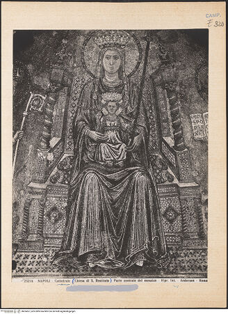 Vorderseite von Alinari [https://www.deutsche-digitale-bibliothek.de/content/lizenzen/rv-ez/] Madonna zwischen den heiligen Januarius und Restituta - Detail: Madonna, bh024557_recto. Foto.