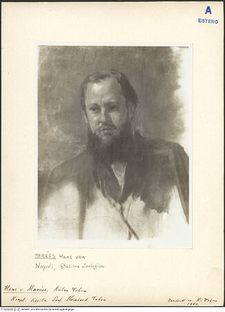 Vorderseite von Bibliotheca Hertziana [https://www.deutsche-digitale-bibliothek.de/content/lizenzen/rv-fz/] Bildnisstudie des Anton Dohrn - , bh024987_recto. Foto.