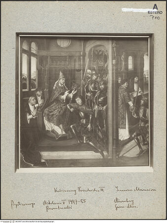 Vorderseite von Bibliotheca Hertziana [https://www.deutsche-digitale-bibliothek.de/content/lizenzen/rv-fz/] Krönung Friedrichs III. durch Papst Nikolaus V. - , bh024997_recto. Foto.