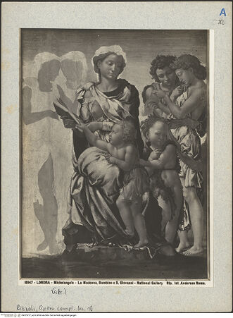 Vorderseite von Alinari [https://www.deutsche-digitale-bibliothek.de/content/lizenzen/rv-fz/] Madonna mit dem Johannesknaben und Engeln (The Manchester Madonna) - Gesamtansicht, bh025257_recto. Foto.