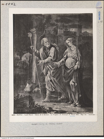 Vorderseite von Alinari [https://www.deutsche-digitale-bibliothek.de/content/lizenzen/rv-ez/] Die Reise Marias und Josephs nach Bethlehem - Gesamtansicht, bh025273_recto. Foto.