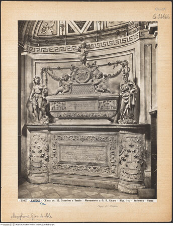 Vorderseite von Alinari [https://www.deutsche-digitale-bibliothek.de/content/lizenzen/rv-ez/] Grabmal des Giovan Battista Cicara (gest. 1504) - Gesamtansicht, bh026150_recto. Foto.