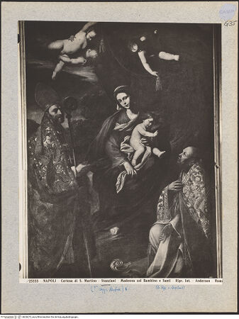 Vorderseite von Alinari [https://www.deutsche-digitale-bibliothek.de/content/lizenzen/rv-ez/] Madonna zwischen den heiligen Hugo und Anthelmus - Gesamtansicht, bh026272_recto. Foto.