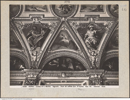 Vorderseite von Alinari [https://www.deutsche-digitale-bibliothek.de/content/lizenzen/rv-ez/] Deckendekoration und WanddekorationPassion Christi; Tugenden; Propheten - Detail: Salomo, Saul und Fides, bh026317_recto. Foto.