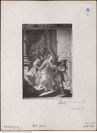 Vorderseite von Bibliotheca Hertziana [http://creativecommons.org/licenses/by-nc-sa/4.0/] Via Crucis(1.) Kreuzwegstation: Christus wird verurteilt und abgeführt; Pilates wäscht seine Hände in Unschuld - , bh026839_recto. Negativ
           .