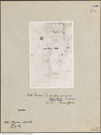 Vorderseite von unbekannt [http://creativecommons.org/publicdomain/mark/1.0/] Grundrissskizze für die Villa di Poggio Reale, Neapel - Gesamtansicht, bh026851_recto. Foto.