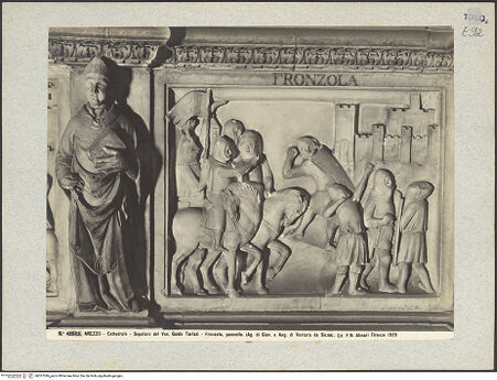 Vorderseite von Alinari [https://www.deutsche-digitale-bibliothek.de/content/lizenzen/rv-ez/] Grabmal des Bischofs Guido Tarlati (gest. 1327)Allegorische Darstellungen der Gemeinde und Szenen aus dem Leben des Bischof Guido TarlatiDie Belagerung von Fronzola (Fronzola) - Gesamtansicht, bh027096_recto. Foto.