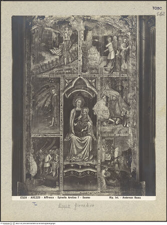 Vorderseite von Alinari [https://www.deutsche-digitale-bibliothek.de/content/lizenzen/rv-ez/] Madonna und Szenen aus dem Leben der heiligen Jacobus Maior und Christophorus - Gesamtansicht, bh027109_recto. Foto.