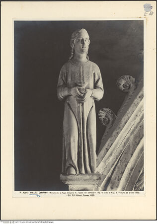 Vorderseite von Alinari [https://www.deutsche-digitale-bibliothek.de/content/lizenzen/rv-ez/] Grabmal Gregors X. (gest. 1278) - Engel links, bh027110_recto. Foto.