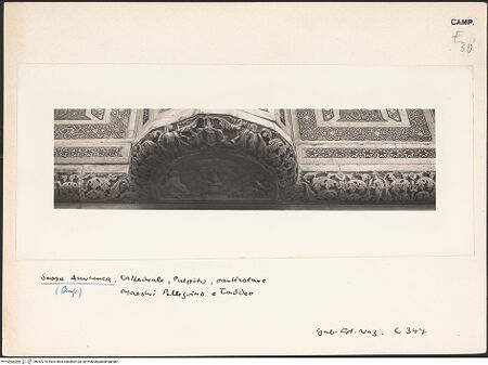 Vorderseite von ICCD [https://www.deutsche-digitale-bibliothek.de/content/lizenzen/rv-ez/] Detail des Kanzelkorbs, bh027270_recto. Foto.