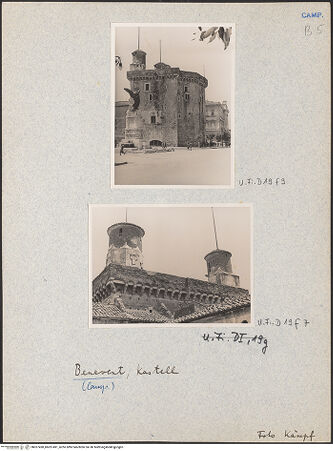 Vorderseite von Bibliotheca Hertziana [https://www.deutsche-digitale-bibliothek.de/content/lizenzen/rv-fz/] Rocca dei Rettori - Ansicht von Osten, bh027490_bh027491_recto. Foto: Kämpf, Hellmut.