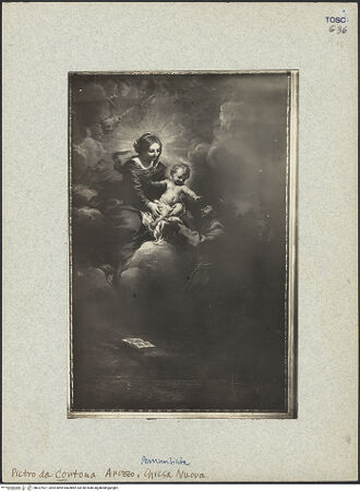 Vorderseite von unbekannt [https://www.deutsche-digitale-bibliothek.de/content/lizenzen/rv-fz/] Altar der Familie MontautoMaria überreicht dem hl. Franz von Assisi das Christuskind - Gesamtansicht, bh027527_recto. Foto.