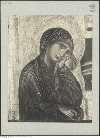 Vorderseite von Alinari [https://www.deutsche-digitale-bibliothek.de/content/lizenzen/rv-ez/] Altarkreuz - Detail: Maria, bh027539_recto. Foto.