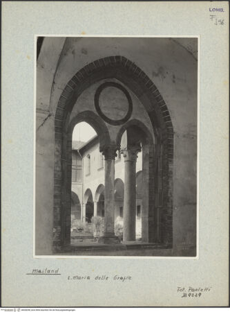 Vorderseite von Paoletti [https://www.deutsche-digitale-bibliothek.de/content/lizenzen/rv-ez/] Santa Maria delle GrazieChiostro Grande - Ansicht (vor der Rekonstruktion), bh028298_recto. Foto: Paoletti (Milano).