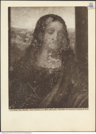 Vorderseite von Alinari [https://www.deutsche-digitale-bibliothek.de/content/lizenzen/rv-ez/] Das Abendmahl - Detail: Kopf des Christus, bh028303_recto. Foto.