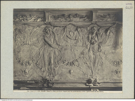 Vorderseite von Alinari [https://www.deutsche-digitale-bibliothek.de/content/lizenzen/rv-ez/] Engel mit Passionswerkzeugen und Festons - Linke Seite (vor der Kriegszerstörung), bh028312_recto. Foto.