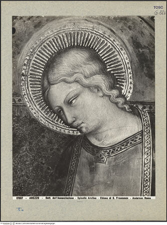 Vorderseite von Alinari [https://www.deutsche-digitale-bibliothek.de/content/lizenzen/rv-ez/] VotivbilderVerkündigung an Maria - Detail: Maria (Kopf), bh028927_recto. Foto.