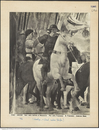 Vorderseite von Alinari [https://www.deutsche-digitale-bibliothek.de/content/lizenzen/rv-ez/] Die Kreuzlegende, Propheten und HeiligenRechte WandDer Sieg Konstantins über Maxentius - Detail, bh028949_recto. Foto.