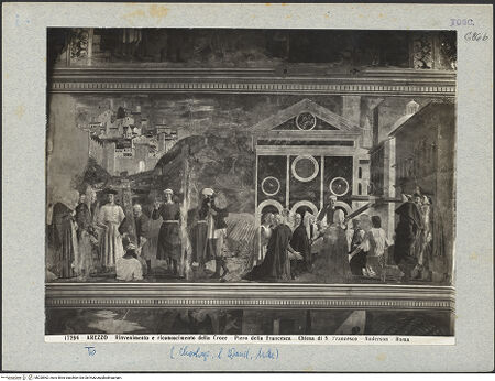 Vorderseite von Alinari [https://www.deutsche-digitale-bibliothek.de/content/lizenzen/rv-ez/] Die Kreuzlegende, Propheten und HeiligenLinke WandDie Auffindung und Prüfung des wahren Kreuzes - Gesamtansicht, bh028962_recto. Foto.