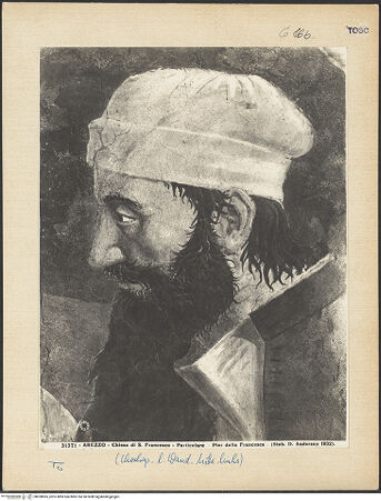 Vorderseite von Alinari [https://www.deutsche-digitale-bibliothek.de/content/lizenzen/rv-ez/] Die Kreuzlegende, Propheten und HeiligenLinke WandDie Auffindung und Prüfung des wahren Kreuzes - Die Auffindung des wahren Kreuzes, Detail, bh028965_recto. Foto.