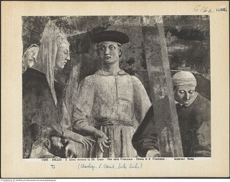 Vorderseite von Alinari [https://www.deutsche-digitale-bibliothek.de/content/lizenzen/rv-ez/] Die Kreuzlegende, Propheten und HeiligenLinke WandDie Auffindung und Prüfung des wahren Kreuzes - Die Auffindung des wahren Kreuzes, Detail, bh028966_recto. Foto.