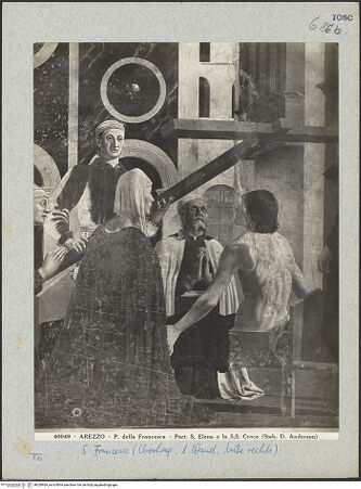 Vorderseite von Alinari [https://www.deutsche-digitale-bibliothek.de/content/lizenzen/rv-ez/] Die Kreuzlegende, Propheten und HeiligenLinke WandDie Auffindung und Prüfung des wahren Kreuzes - Die Prüfung des wahren Kreuzes, Detail, bh028969_recto. Foto.