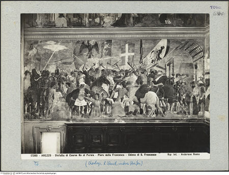 Vorderseite von Alinari [https://www.deutsche-digitale-bibliothek.de/content/lizenzen/rv-ez/] Die Kreuzlegende, Propheten und HeiligenLinke WandDer Sieg Heraclius über Chosroes - Gesamtansicht, bh028972_recto. Foto.