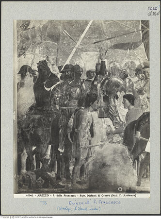 Vorderseite von Alinari [https://www.deutsche-digitale-bibliothek.de/content/lizenzen/rv-ez/] Die Kreuzlegende, Propheten und HeiligenLinke WandDer Sieg Heraclius über Chosroes - Der Kampf, Detail (linke Seite), bh028973_recto. Foto.