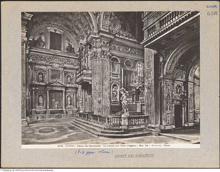 Vorderseite von Alinari [https://www.deutsche-digitale-bibliothek.de/content/lizenzen/rv-ez/] San Filippo Neri & Chiesa dei Girolamini - Linker Querhausarm, Vierung und Presbyterium, bh029817_recto. Foto.