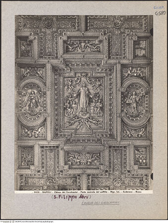 Vorderseite von Alinari [https://www.deutsche-digitale-bibliothek.de/content/lizenzen/rv-ez/] Decke mit Madonna und Glorie des heiligen Filippo Neri - Detail: Glorie des heiligen Philipp Neri, bh029818_recto. Foto.