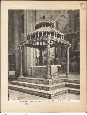 Vorderseite von Alinari [https://www.deutsche-digitale-bibliothek.de/content/lizenzen/rv-ez/] Ziborium - Gesamtansicht von Südwesten, bh030670_recto. Foto.