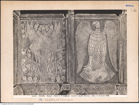 Vorderseite von Alinari [https://www.deutsche-digitale-bibliothek.de/content/lizenzen/rv-ez/] Chorschranke des Bischofs Beraldo - Vögel, Adler mit Hase, bh030927_recto. Foto.