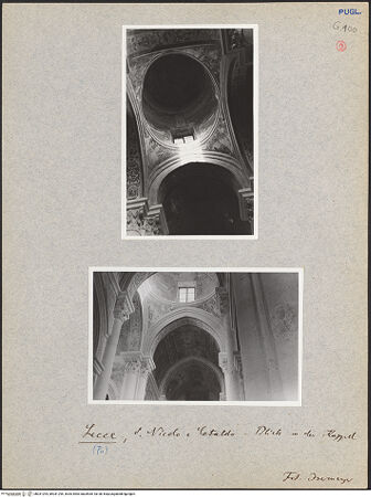 Vorderseite von Isermeyer, Christian Adolf [https://www.deutsche-digitale-bibliothek.de/content/lizenzen/rv-fz/] Santi Niccolò e CataldoVierung (Kuppel) und Querhaus - Kuppel von unten, bh031294_bh031295_recto. Foto: Isermeyer, Christian Adolf.