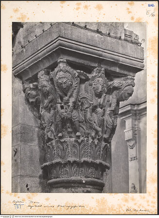 Vorderseite von Alinari [https://www.deutsche-digitale-bibliothek.de/content/lizenzen/rv-ez/] Kapitelle des TriumphbogensNordkapitelle - Ansicht von Südwesten, bh031923_recto. Foto.