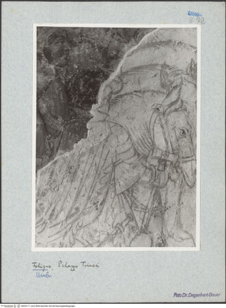 Vorderseite von Dr. Degenhart-Bauer [https://www.deutsche-digitale-bibliothek.de/content/lizenzen/rv-ez/] Gründungsgeschichte RomsVestalinnen knien in einer Basilika um den Opferaltar; Mars wirbt um die Vestalin Rhea Silvia - Detail: Pferde, bh033111_recto. Foto: Degenhart-Bauer, Hilde.