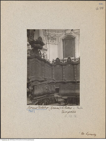 Vorderseite von unbekannt [https://www.deutsche-digitale-bibliothek.de/content/lizenzen/rv-fz/] Chorgestühl - Teilansicht, bh033228_recto. Foto: Lipinsky, Angelo.