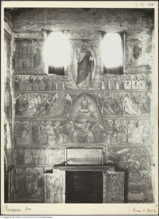 Vorderseite von ICCD [https://www.deutsche-digitale-bibliothek.de/content/lizenzen/rv-ez/] Das Lamm über dem himmlischen Jerusalem; Die Wiederkunft Christi (oder die Visio Beatifica); Arma Christi; Jüngstes Gericht - Gesamtansicht, bh035579_recto. Foto.