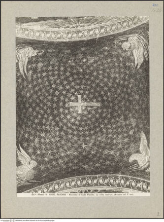 Vorderseite von Alinari [https://www.deutsche-digitale-bibliothek.de/content/lizenzen/rv-ez/] Mosaikzyklus mit dem apokalyptischen Triumph des Kreuzes, den Aposteln, dem Heiligen Laurentius und dem Guten HirtenKuppelmosaik mit apokalyptischen Wesen - Gesamtansicht, bh035690_recto. Foto.