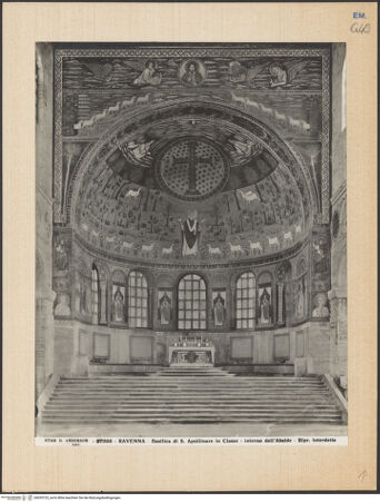 Vorderseite von Alinari [https://www.deutsche-digitale-bibliothek.de/content/lizenzen/rv-ez/] Sant'Apollinare in ClasseTriumphbogen und Apsis - Gesamtansicht von Westen, bh035725_recto. Foto.