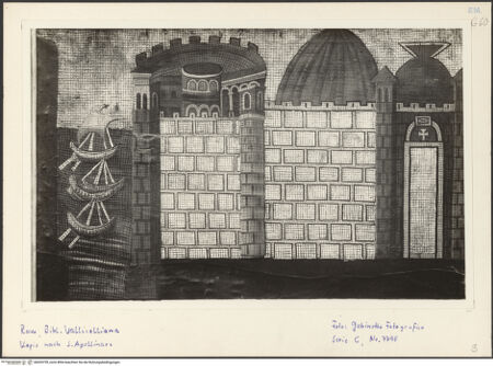 Vorderseite von ICCD [https://www.deutsche-digitale-bibliothek.de/content/lizenzen/rv-ez/] Mosaiken im LanghausEvangelienseite mit weiblichen HeiligenCivitas Classis - Schema des Mosaiks, aus Rom, Biblioteca Vallicelliana, bh035759_recto. Foto.